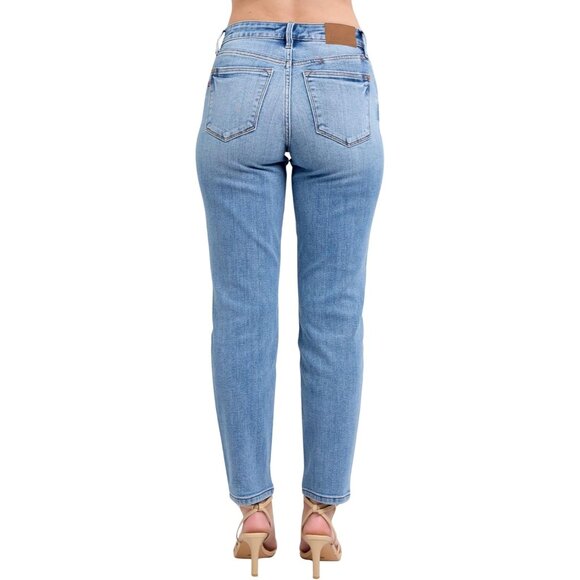 Women's Slim Fit Jeans Cotton Blend Mid-Rise Vintage Wash Cell Phone Pocket - Picture 3 of 5
